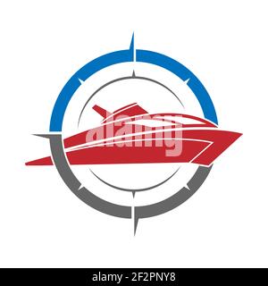 Cruise and travel icon. Template for a logo, emblem or brand. Flat design Stock Vector
