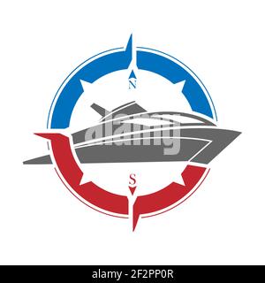 Cruise and travel icon. Template for a logo, emblem or brand. Flat design Stock Vector