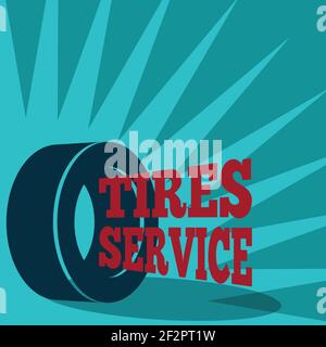 Professional  quality brands tires montage check replacement service and sale  auto shop advertisement poster print vector illustration Stock Vector