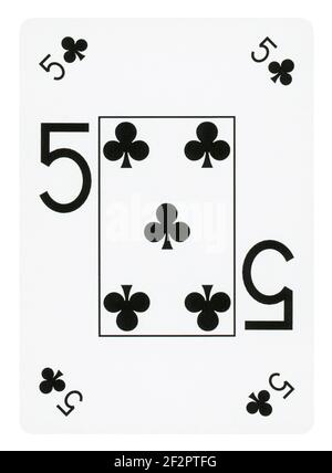 5 Five of Clubs playing card with clipping path to remove background ...