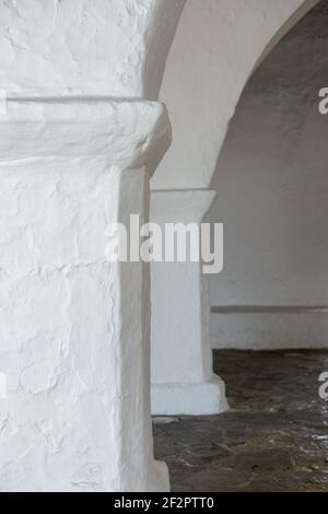 Monument 'Puig de Missa'. Interior of the church of Puig de Misa, in Santa Eulalia del Rio. The most spectacular church on the island of Ibiza. Its in Stock Photo