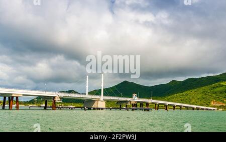 Sandy Ground Bridge on the island of Saint Martin in the Caribbean Stock Photo