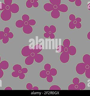 vector seamless  pattern simple flowers botanical illustration for background, wallpaper, textile, fabric, clothing, paper, postcard Stock Photo