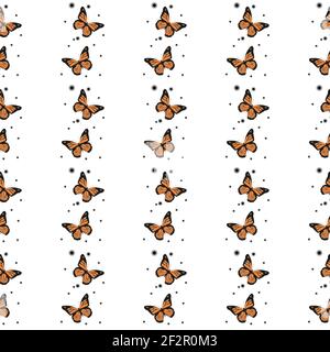 Set of hand drawn butterflies. Entomological collection of highly detailed hand drawn butterflies. Retro vintage style. Seamless pattern. Vector Stock Vector