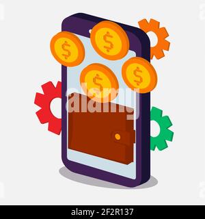 mobile saving application concept icon vector illustration Stock Vector