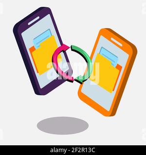 file transfer via smartphone concept icon vector illustration Stock Vector