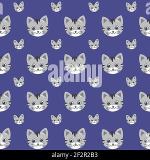 Cute Cats vector pattern, illustrations on colored background. Stock Vector