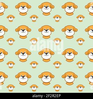 Seamless pattern with cute dogs. Vector illustration with funny puppies. Background for fabric, textile design, wrapping paper or wallpaper. Stock Vector