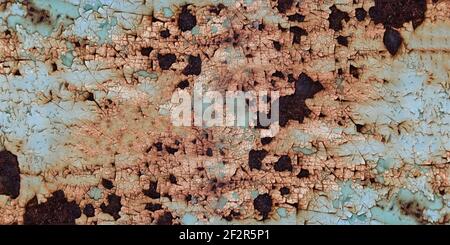 Rust metal plate texture. Abstract rusted background for design exterior decoration and industrial construction. panorama picture. Stock Photo