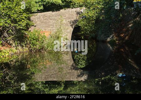 Stone bridge in Hamilton Gardens in Waikato region on North Island of New Zealand Stock Photo