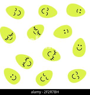 Happy Easter eggs seamless pattern. Easter eggs with smile or emoji. Pastel colors. Vector illustration. Stock Vector