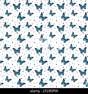Low polygon blue butterfly isolated on white background, indigo wings insects flying. pattern icon geometric. Bug polygonal crystal style. Stock Vector