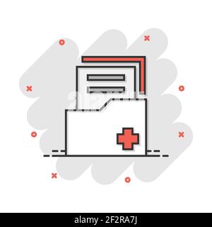 Vector cartoon document icon in comic style. Archive data file sign illustration pictogram. Document business splash effect concept. Stock Vector
