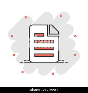 Vector cartoon document icon in comic style. Archive data file sign illustration pictogram. Document business splash effect concept. Stock Vector