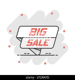 Vector cartoon big sale banner icon in comic style. Badge shopping illustration pictogram. Big sale business splash effect concept. Stock Vector
