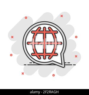 Vector cartoon choose or change language icon in comic style. Globe world communication sign illustration pictogram. World business splash effect conc Stock Vector