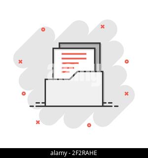 Vector cartoon document icon in comic style. Archive data file sign illustration pictogram. Document business splash effect concept. Stock Vector