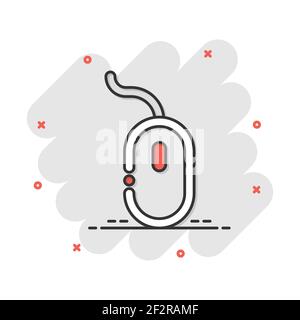 Vector cartoon computer mouse icon in comic style. Computer cursor sign illustration pictogram. Mouse business splash effect concept. Stock Vector