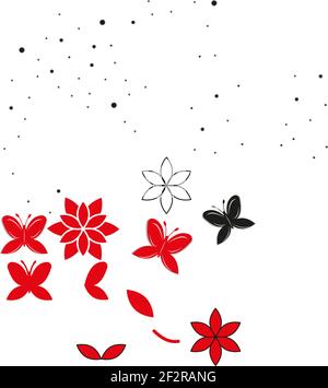 design of different red butterflies on white background eps10 Stock Vector