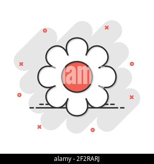 Vector cartoon chamomile flower icon in comic style. Daisy concept illustration pictogram. Camomile business splash effect concept. Stock Vector