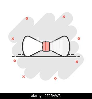 Vector cartoon Bow tie icon in comic style. Necktie sign illustration pictogram. Bow tie business splash effect concept. Stock Vector