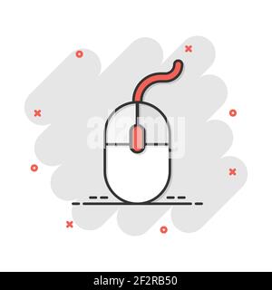 Vector cartoon computer mouse icon in comic style. Computer cursor sign illustration pictogram. Mouse business splash effect concept. Stock Vector