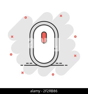 Vector cartoon computer mouse icon in comic style. Computer cursor sign illustration pictogram. Mouse business splash effect concept. Stock Vector