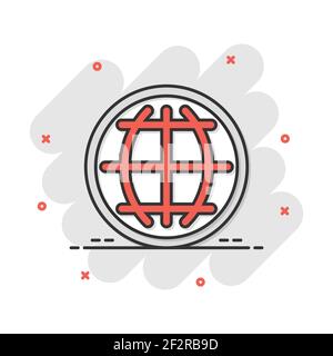 Vector cartoon choose or change language icon in comic style. Globe world communication sign illustration pictogram. World business splash effect conc Stock Vector