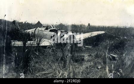 WW2 WWII Japanese Fighters Aircraft Wrecks World War Two Japan maybe Nakajima Ki-44 Stock Photo