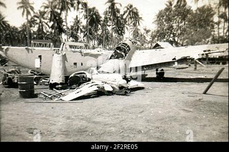 WW2 WWII Japanese Aircraft Wrecks World War Two Japan USMC Stock Photo