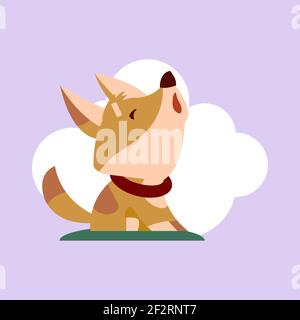 Lost puppy howls on the street in cartoon style. Vector illustration Stock Vector
