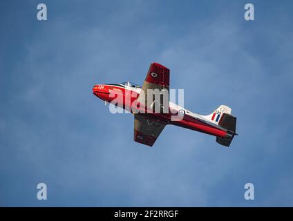 Ex Raf military Trainer single engine fast Hunting Jet Provodt T5A Aircraft now in private ownership. Stock Photo