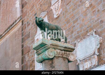 ROME, ITALY - SEPTEMBER 05, 2018: Statue of Capitoline wolf feeding Romulus and Remus in Rome, Italy Stock Photo