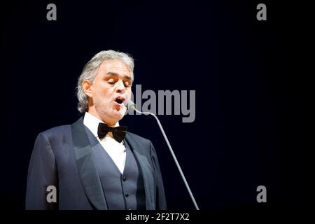 Andrea Bocelli performs live on stage at the O2 Arena Greenwich - London Stock Photo