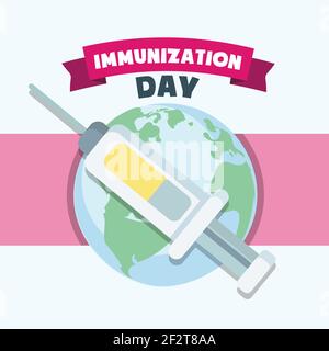Immunization Day poster, world vaccination illustration banner vector Stock Vector