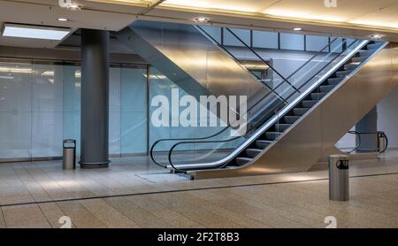 Escalators in an empty shopping center in Berlin, Germany Stock Photo