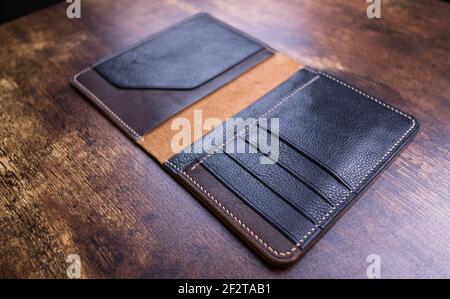 Leather wallet for man. Stock Photo