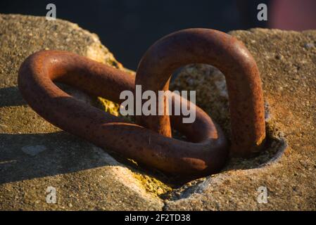 rusty hook and shackles Stock Photo