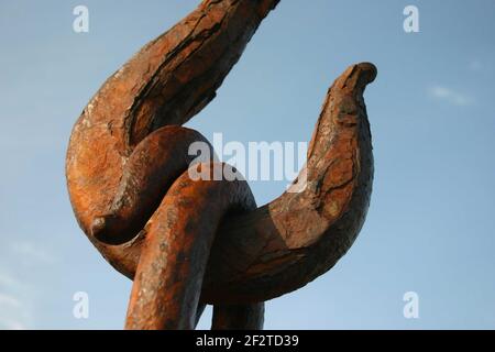 rusty hook and shackles Stock Photo