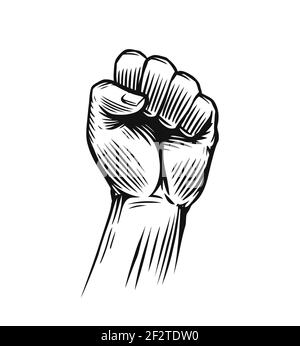 Human clenched fist illustration. Protest, rebel vector revolution Stock Vector