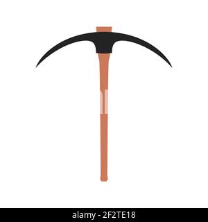Pickaxe vector industry tool illustration icon isolated white. Miner equipment pickaxe sign construction. Work mining rock pick axe symbol icon. Manua Stock Vector