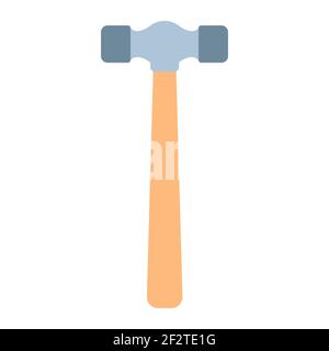 Hammer tool vector work icon illustration. Construction repair hammer tool equipment symbol isolated white. Industry instrument hardware silhouette si Stock Vector
