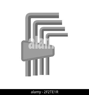 Allen wrench vector work tool key icon tool construction symbol. Repair allen wrench instrument equipment sign icon illustration. Hardware service set Stock Vector