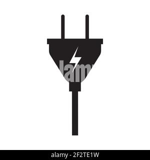 Electric plug vector icon energy power technology illustration sign. Equipment electric plug with cable symbol connection isolated white design. Flat Stock Vector