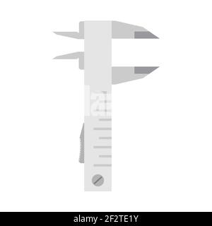 Vernier caliper engineering tool equipment icon. Work metal measurement instrument vernier caliper scale vector illustration sign. Ruler meter isolate Stock Vector
