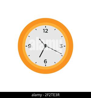 Wall clock time circle symbol vector illustration office watch icon with number. Round wall clock with pointer hour minute and second isolated sign. A Stock Vector