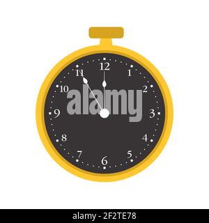 Pocket watch time clock vector old vector illustration antique icon. Retro gold pocket watch classic object vintage isolated white timer. Round hand i Stock Vector