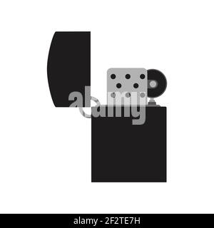 Vector cigarette lighter illustration smoke object icon. Flame cigarette lighter tobacco isolated white equipment cigar disposable tool symbol. Classi Stock Vector