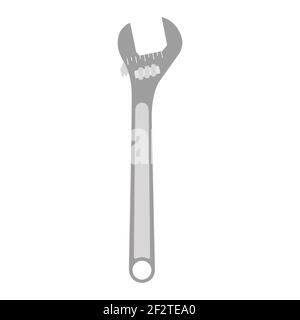 Adjustable wrench tool vector illustration icon industry. Work equipment adjustable wrench mechanic spanner key repair icon. Construction symbol tool Stock Vector