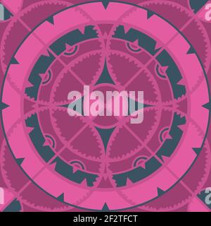 Seamless vector pattern with mosaic style wallpaper. Purple circle repeat design. Abstract background art. Stock Vector